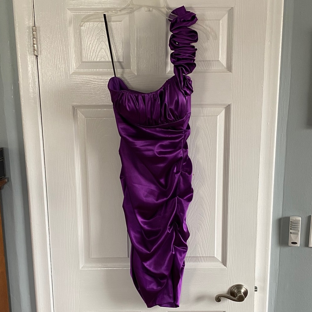 Purple One Shoulder Cocktail Dress